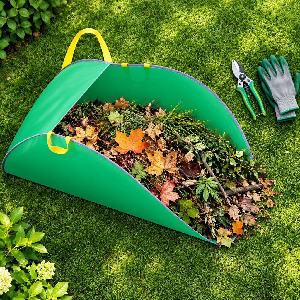 RakeMate filled with leaves, grass clippings and branches